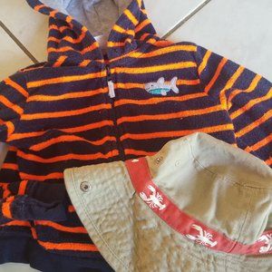 Carters 24 month old Beach Hoodie and Sun hat